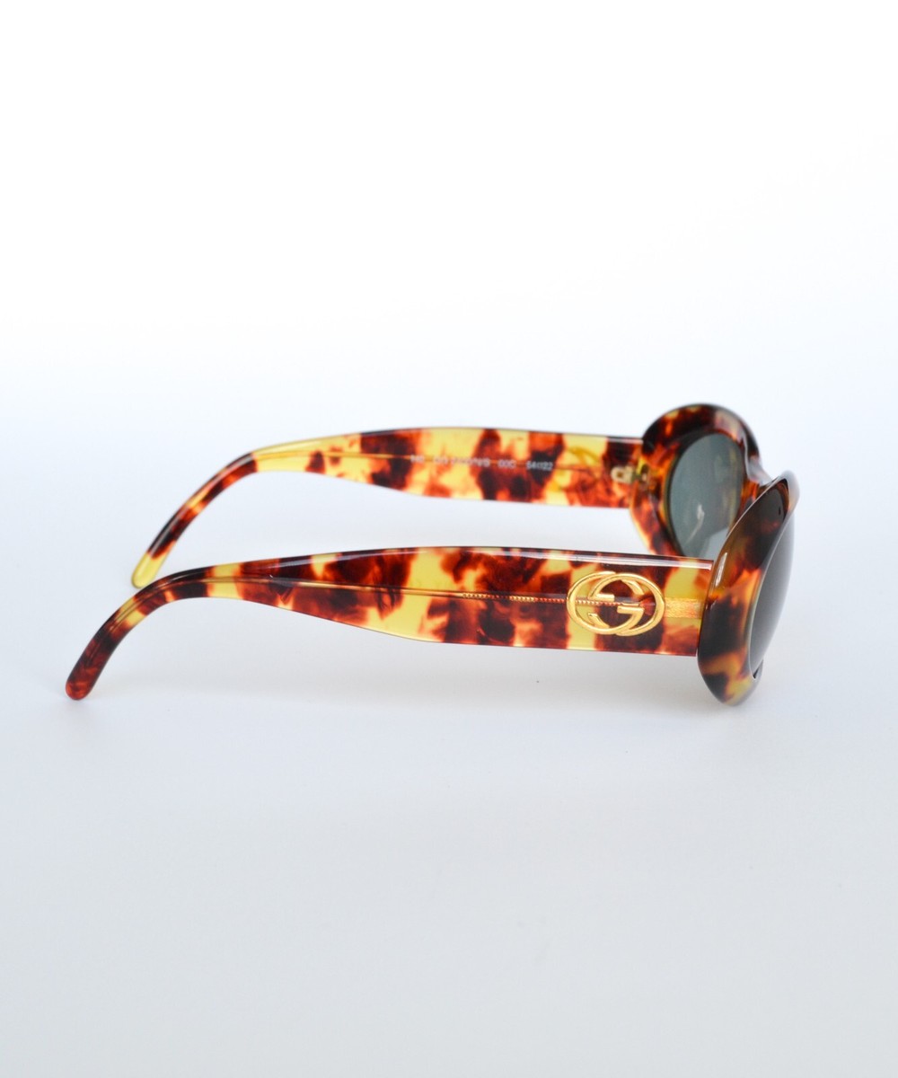 GUCCI Sunglasses Logo Oval Glasses Golden GG 2400 Brown