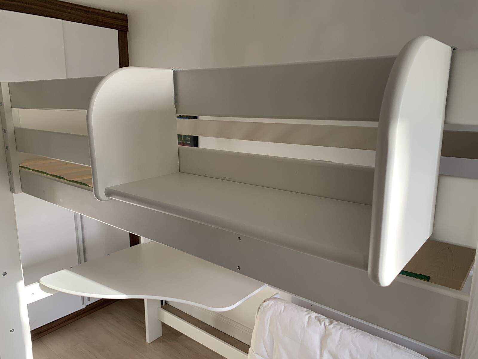 Scallywag Kids Exclusive High Sleeper Bed Integral Desk, Shelves And