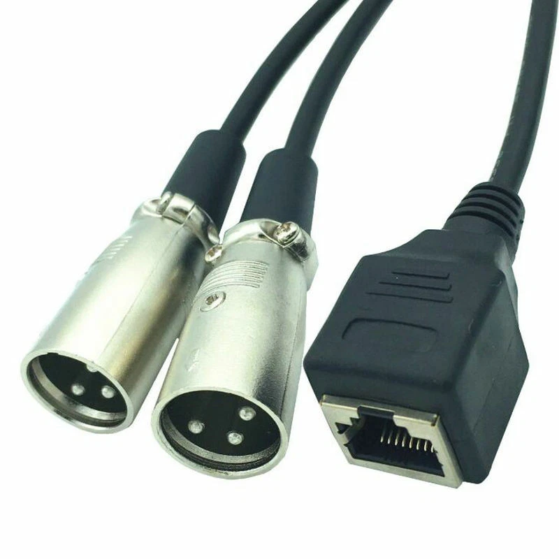 RJ45 to 2 XLR 3 Pin Male Female Network Adapter Connector Cable Cord Converter - Image 2 of 4