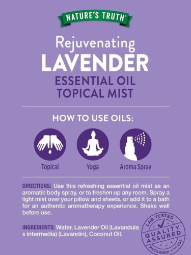Rejuvenating Lavender Essential Oil Mist 2.4oz - Aromatherapy & Relaxation Spray - Picture 4 of 8