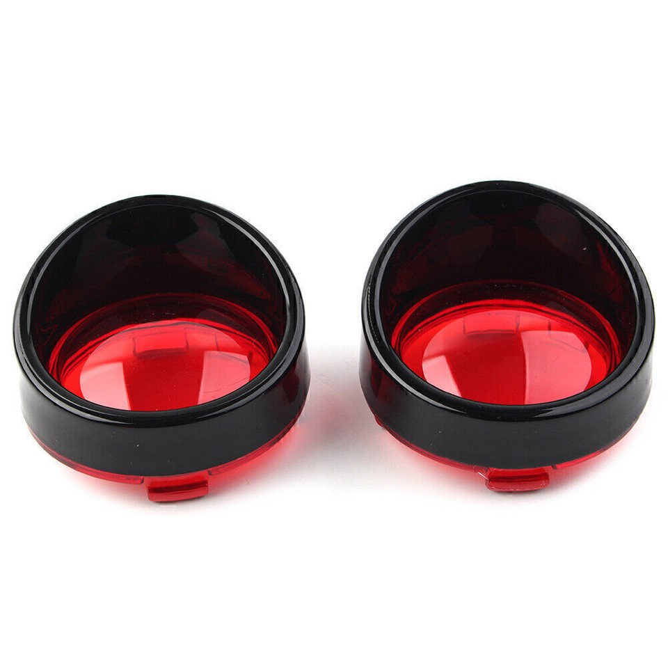 Turn Signal Light Bezels Visor Black Trim Red Lens Cover For Harley