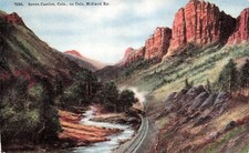 Seven Castles CO Colorado Midland Railway Train Railroad Cancel Vtg Postcard D62