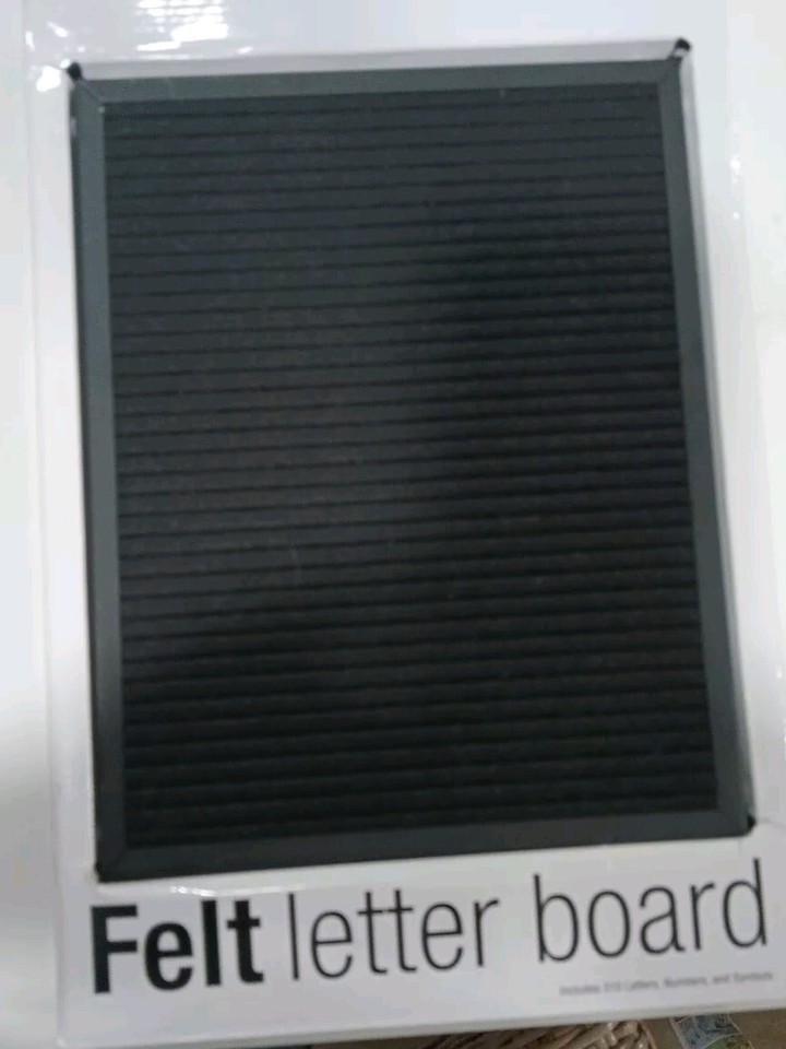 Black Felt Message Board 11" x 8.5" 310 White Letters, Numbers And