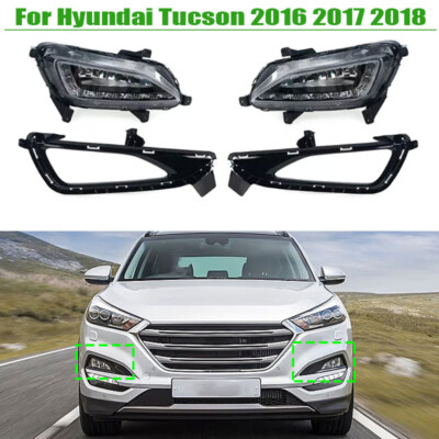 1Set For Hyundai Tucson 2016-2018 LH&RH LED DRL Daytime Running Light Fog Lamps