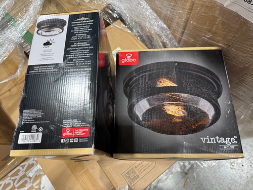 LOT OF 2 - NEW Globe Electric 2-Light Wolfe Bronze Outdoor Flush Mount - 44263