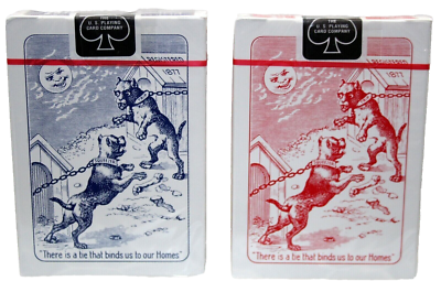 2 Deck Red Blue Bicycle Pit Bull Dog Squeezers Back Poker Playing