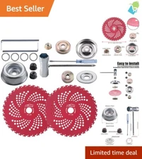 Dual Pack 9" Brush Cutter Blades with 36 Teeth & Universal Adapters for Trimmers