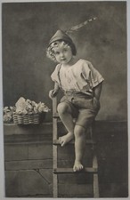 Vintage Postcard RPPC Young Pretty Girl Flowers f AA23
