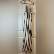 Loft Black White Striped Maxi Dress Medium