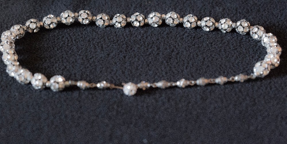 Vintage Rhinestone Choker Disco Ball Necklace 16" Ex.… Gem