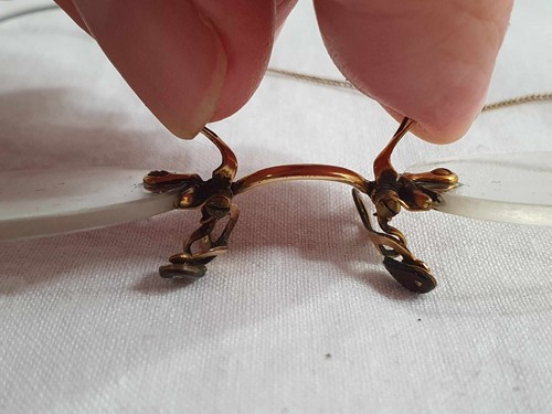 Ladies Rimless Pince Nez Spectacles With Ear Safety Chain & Case, c1940s - Picture 7 of 11