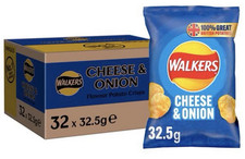 Walkers Cheese & Onion Crisps 32.5g x 32 Packets~BB:30. 5. 2026~FREE POSTAGE