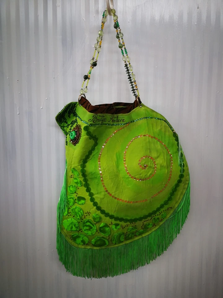 Bolso de Mano Damas Correa para el Hombro Mango Grande Cartera Bordada Flecos Lentejuelas Foto 3 de 4