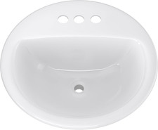 19" Vitreous China Drop-in Bathroom Sink with Overflow - White Finish