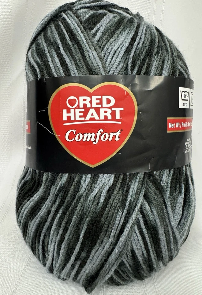NEW- Red Heart Comfort Yarn #4056 Black Gray Charcoal ~12 oz, 649 yds #4 Medium - Image 2 of 4