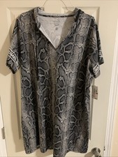 Michael Kors Women Size 3X T Shirt Dress Hoodie Snake Print Mini Logo Stretch