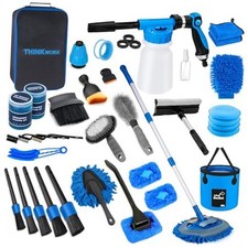 Car Wash Kit, Car Detailing Kit with Foam Gun, Car Wash Brush Mop Blue 33PCS 