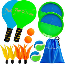 2-In-1 Paddle Ball and Toss Catch Ball Set, Beach Games for Family