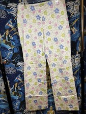 90s Sigrid Olsen Vintage Floral Straight Leg Dress Pants Multicolor Cotton Blend