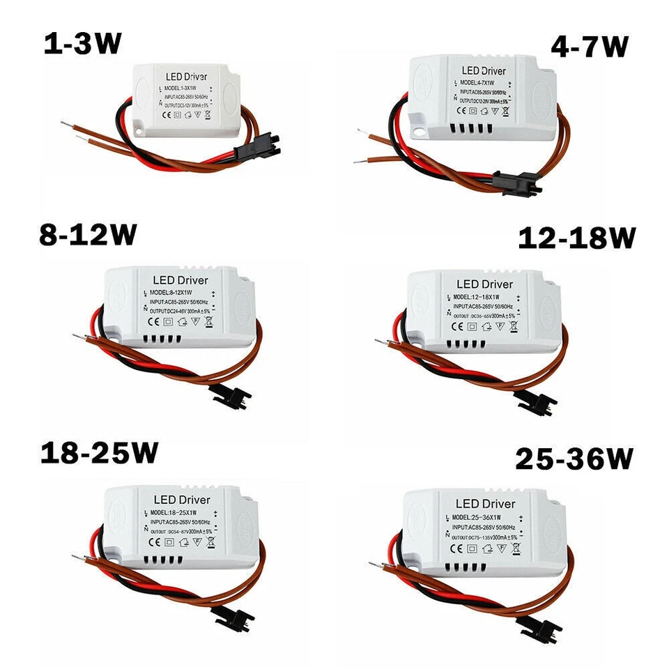240V LED Driver 1W 3W 7W 8W 12W 18W 25W 36W Adapter StripTransformer AC 300mA - Image 2 of 4