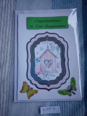 E007 Handgefertigte Personalisierte Glückwunschkarte Verlobung Liebe Schmetterlinge 6x4''