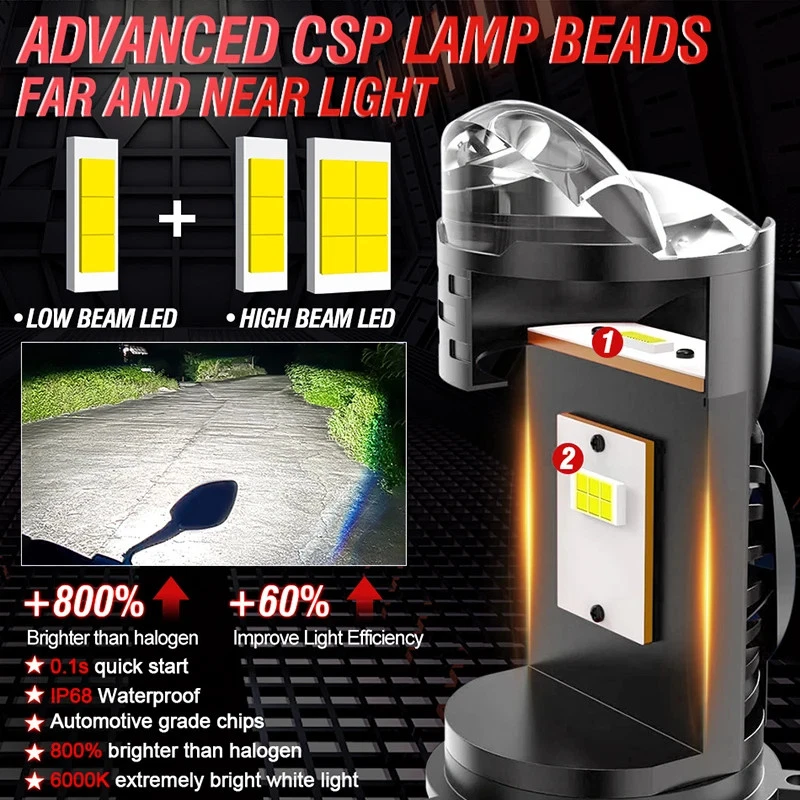 Bombillas LED para faros de coche H4 1000000LM 2000W CANBUS bombilla antiniebla automática 12V 24V Foto 2 de 4