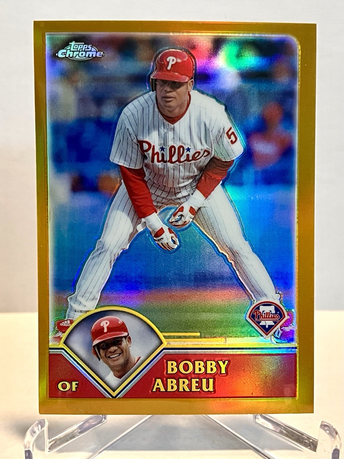 2003 Topps Chrome Bobby Abreu Phillies #288 Gold Refractor /449