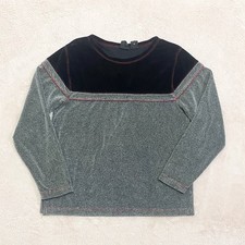 Vintage 90s Velvet Unique Textured Long Sleeve Unisex Small Grunge Skater Y2K