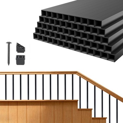 Uimoso 125 Pack  26in Aluminum Deck Balusters 3/4in Square Black Deck Spindles