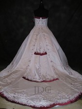 Luxurious embroidery wedding dress wedding dress burgundy ivory 32-60 custom made