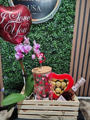 Ferrero Rocher Ruffino Valentine's Day Gift Basket Chocolate Orchid Balloon