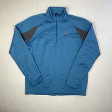 Under Armour Quarter Zip Pullover Men  s Medium Blue Black Athletic Training Top