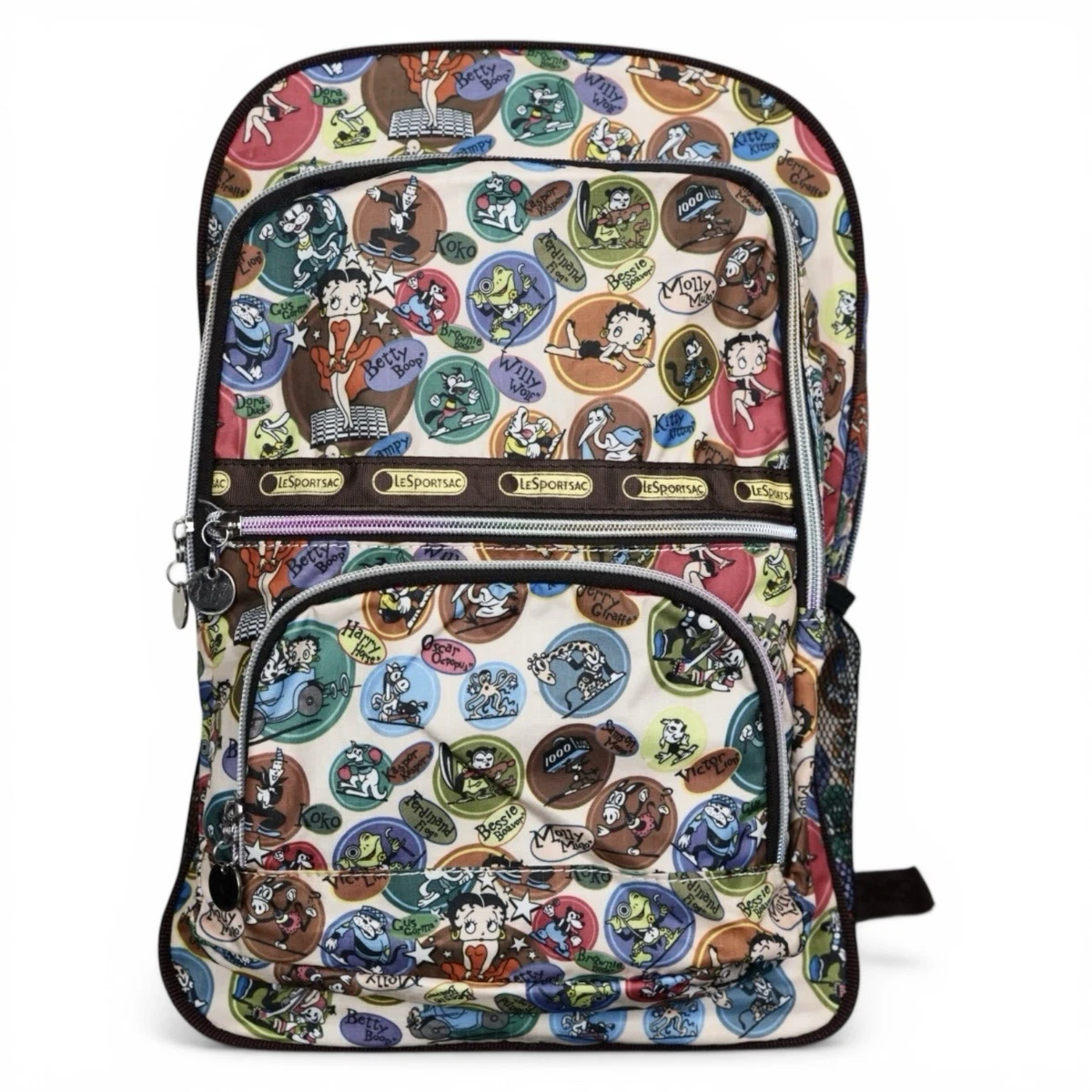 A Rare HTF LeSportsac nylon striped colorful backpack Rucksack bag Route Backpack - Multicolor Dots Black print – LeSportsac main image 4