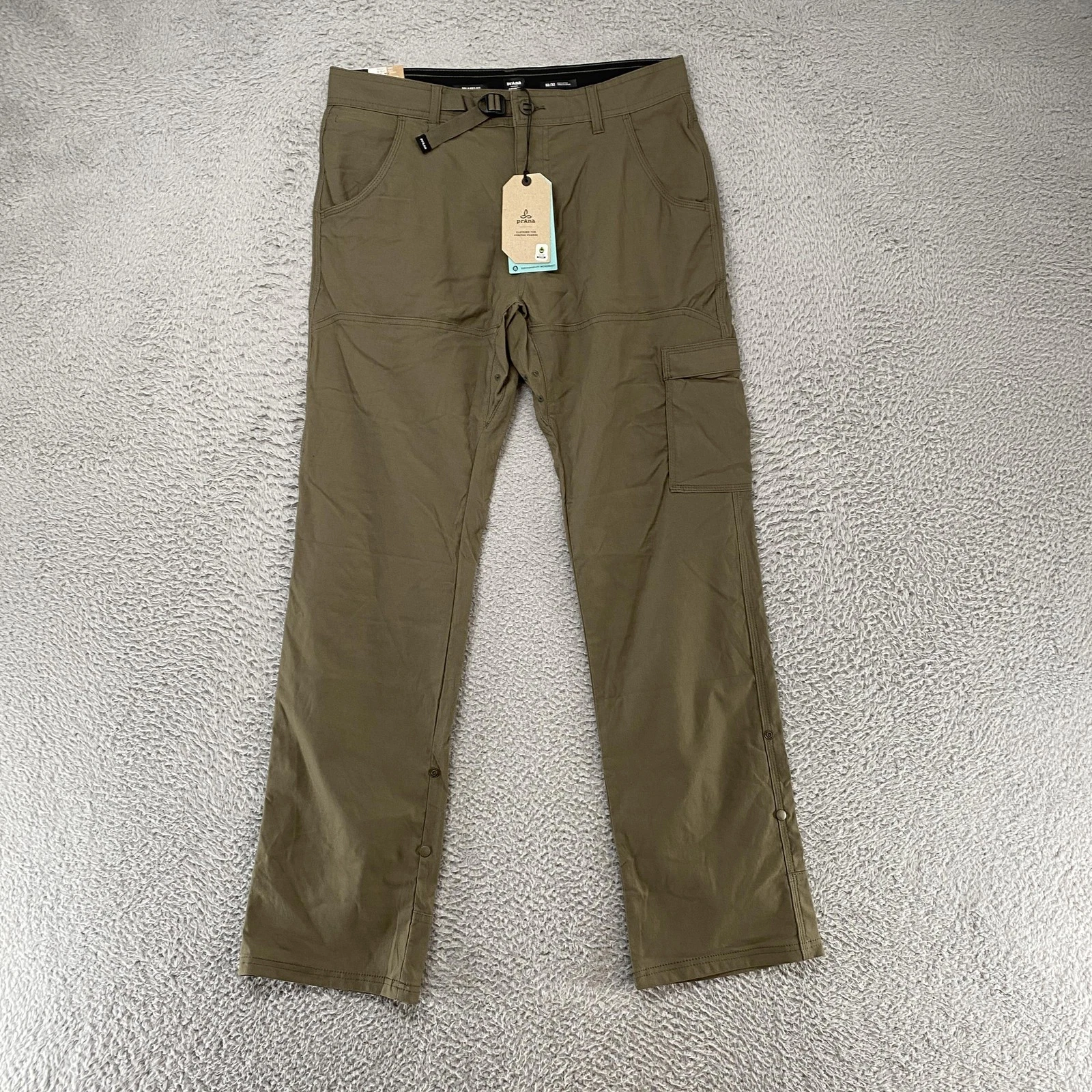 Prana Zion II Cargo Pants Mens 32x32 Hiking Stretch Green Relaxed Outdoor Rollup