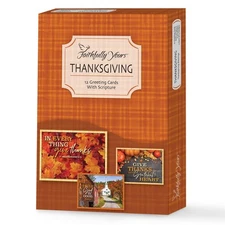 Faith Based Thanksgiving Greeting Cards Boxed Set 12 KJV Scriptures Autumn De...