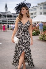 Express Womens Floral Ruffle Dress Fairy Kentucky Derby Asymmetrical Whimsy