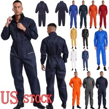 US Men's Wear Resistant Coveralls Cleanroom Uniforms Long Sleeve Zip Jumpsuit