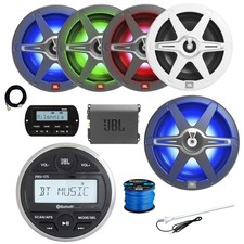 JBL PRV175 Marine BT Stereo Receiver, 4x 8" LED Speakers, Sub, Amp, Accessories