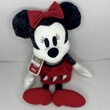 Hallmark Disney Minnie Mouse Stuffed Animal Plush Red Black White Hearts Love