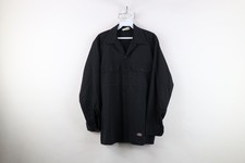 Vtg 90s Dickies Mens 15 34/35 Distressed Mechanic Work Button Shirt Black USA