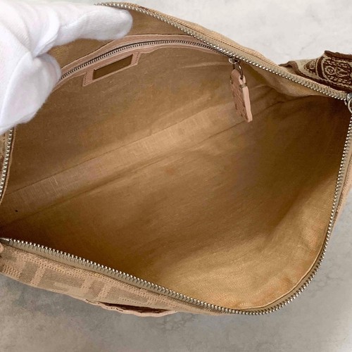 FENDI Tasche Schulter Zucca FF Selleria Handtasche beige rosa braun Canvas Leder authentisch - Bild 14 von 24
