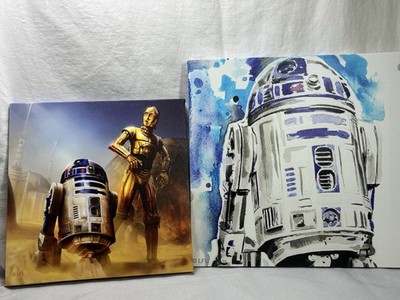 Star Wars DROIDS 10x10'' & R2-D2 12x12'' Gel Prints On Canvas. R2-D2 & C-3PO EUC