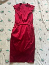 Karen Millen Red Satin Evening Cocktail Dress Wedding Sz 10 Occasion pencil