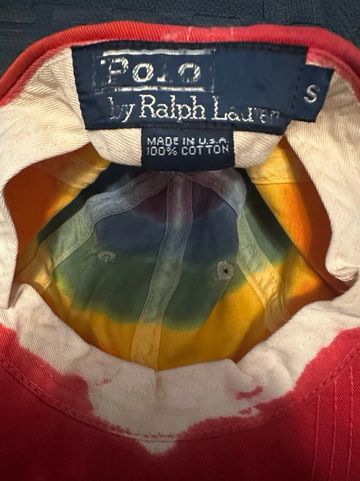 Gorra Polo Ralph Lauren Long Bill Tie-dye de colección principios de los 90’s Hecha en EE. UU. RARA Foto 4 de 4