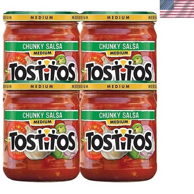 Delicious Medium Chunky Salsa - 4 Pack of 15.5 oz Jars, Perfect for Gatherings