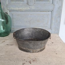 C5089 Kleine Metallwanne | Pflanzwanne | Zinkwanne OVAL | Vintage Garten Deko