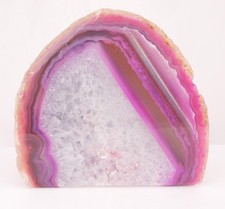 Beautiful Cut And Polished Slice Pink Agate Geode Druzy