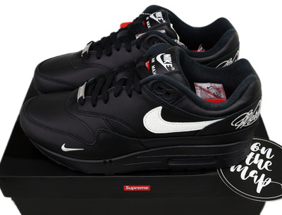 Nike Air Max 1 '87 SP x Supreme Black White UK 8 US 9 EUR 42,5 HF8813-001 Neu