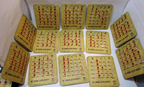 13 Vintage 1950s Bingo Cards USA Mt Carmel ND Church Altar Society North Dakota
