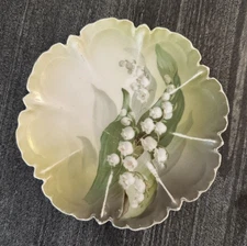 Antique RS Germany Lily of the Valley Bread or Desert Plate Scalloped Edge